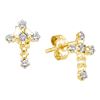Image 1 : 0.05CT Diamond Cross 10KT Earrings Yellow Gold