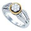Image 1 : 0.60CT Diamond Flower 10KT Ring 2Tone Gold