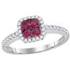 Image 1 : 0.25CT Diamond and 0.35CT Ruby Anniversary 14KT Ring White Gold