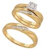 Image 1 : 0.10CT Diamond Trio Set 10KT Ring Yellow Gold