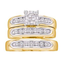 0.50CT Diamond Trio Set 10KT Ring Yellow Gold
