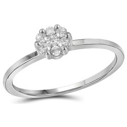 0.10CT Diamond Flower 10KT Ring White Gold