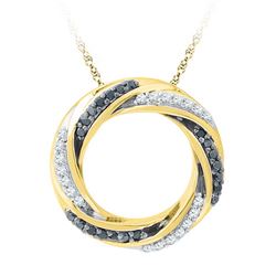 0.25CTW White and Black Diamond Anniversary 10KT Pendant Yellow Gold