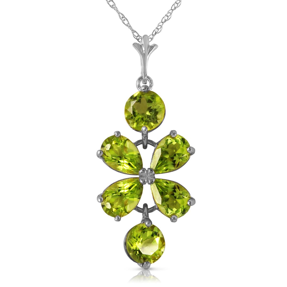 3.15 ctw Peridot Necklace Jewelry 14KT White Gold