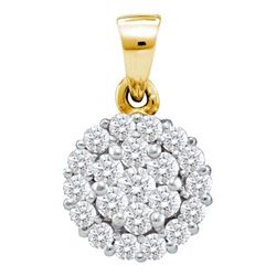 0.75CT Diamond Flower 14KT Pendant Yellow Gold