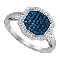 0.33CTW White and Blue Diamond Anniversary 10KT Ring White Gold