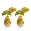 Image 1 : 3.4 ctw Citrine & Peridot Earrings Jewelry 14KT Yellow Gold