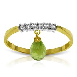 1.45 ctw Peridot & Diamond Ring Jewelry 14KT Yellow Gold