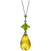 Image 1 : 5.5 ctw Citrine & Peridot Necklace Jewelry 14KT White Gold