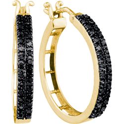 0.50CT Diamond Hoops 10KT Earrings Yellow Gold