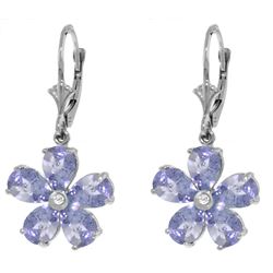 4.43 ctw Tanzanite & Diamond Earrings Jewelry 14KT White Gold