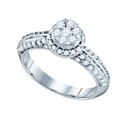0.85CT Diamond Flower 10KT Ring White Gold