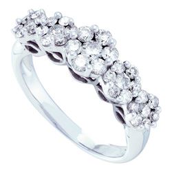1.0CT Diamond 5-Flower 14KT Ring White Gold