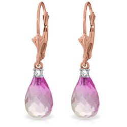 4.6 ctw Pink Topaz & Diamond Earrings Jewelry 14KT Rose Gold