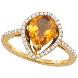 0.25CT Diamond and 1.25CT Citrine Anniversary 14KT Ring Yellow Gold