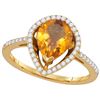 Image 1 : 0.25CT Diamond and 1.25CT Citrine Anniversary 14KT Ring Yellow Gold