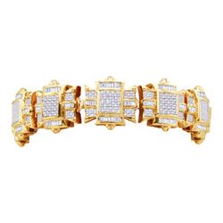 15.25CT Diamond Mens 14KT Bracelet Yellow Gold