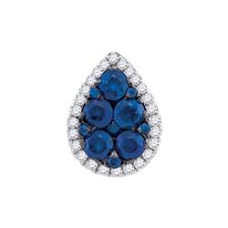 0.10CT Diamond and 0.85CT Sapphire Anniversary 14KT Pendant White Gold