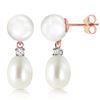 Image 1 : 10.10 ctw Pearl & Diamond Earrings Jewelry 14KT Rose Gold