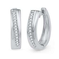 0.02CT Diamond Hoops 10KT Earrings White Gold