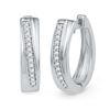 Image 1 : 0.02CT Diamond Hoops 10KT Earrings White Gold