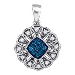 0.20CTW White and Blue Diamond Anniversary 10KT Pendant White Gold