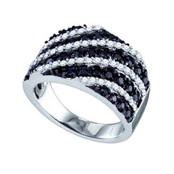1.25CTW White and Black Diamond Anniversary 10KT Ring White Gold