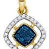 Image 1 : 0.20CTW White and Blue Diamond Micro-Pave 10KT Pendant Yellow Gold