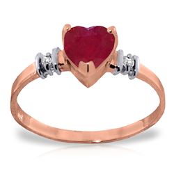 1.03 ctw Ruby & Diamond Ring Jewelry 14KT Rose Gold