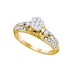Image 1 : 0.50CT Diamond Flower 10KT Ring Yellow Gold