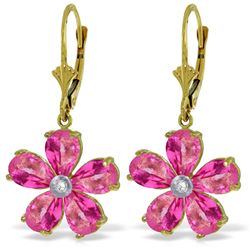 4.43 ctw Pink Topaz & Diamond Earrings Jewelry 14KT Yellow Gold