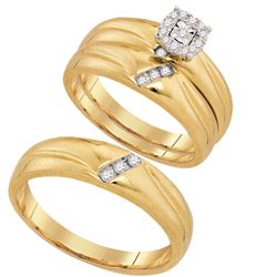 0.20CT Diamond Trio Set 10KT Ring Yellow Gold