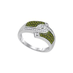 0.33CTW White and Green Diamond Anniversary 10KT Ring White Gold