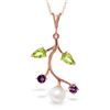 Image 1 : 2.7 ctw Peridot, Amethyst & Pearl Necklace Jewelry 14KT Rose Gold
