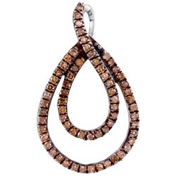0.25CTW White and Champagne Diamond Anniversary 10KT Pendant White Gold