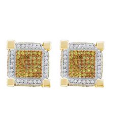 1CT Diamond Micro-Pave 10KT Earrings Yellow Gold