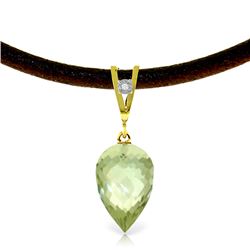 9.51 ctw Green Amethyst & Diamond Necklace Jewelry 14KT Yellow Gold