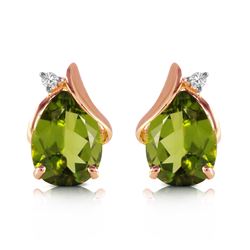 4.26 ctw Peridot & Diamond Earrings Jewelry 14KT Rose Gold