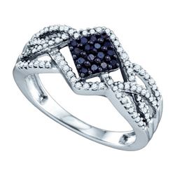 0.35CTW White and Black Diamond Anniversary 10KT Ring White Gold