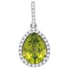 Image 1 : 0.15CT Diamond and 1.30 Peridot Anniversary 14KT Pendant White Gold