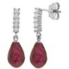 Image 1 : 6.75 ctw Ruby & Diamond Earrings Jewelry 14KT White Gold