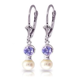 5.2 ctw Tanzanite & Pearl Earrings Jewelry 14KT White Gold