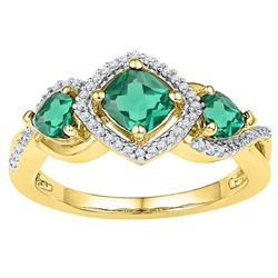 0.10CT Diamond and 2CT Emerald Anniversary 10KT Ring Yellow Gold