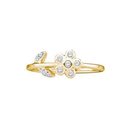 0.10CT Diamond Flower 10KT Ring Yellow Gold