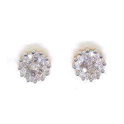 1CT Diamond Flower 14KT Earrings Yellow Gold