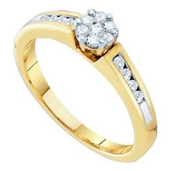 0.25CT Diamond Flower 10KT Ring Yellow Gold