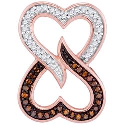 0.10CTW White and Champagne Diamond Heart 10KT Pendant Rose Gold