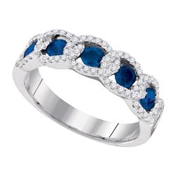 0.30CT Diamond and 0.60CT Sapphire Anniversary 14KT Ring White Gold