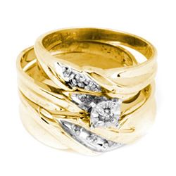 0.01CT Diamond Trio Set 14KT Ring Yellow Gold