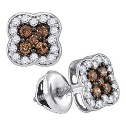 0.50CTW White and Champagne Diamond Micro-Pave 10KT Earrings White Gold